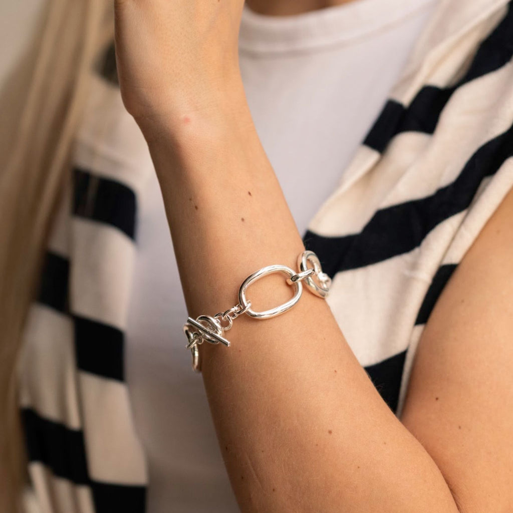 PULSERA CADENA REDONDA GRANDE-CHICA